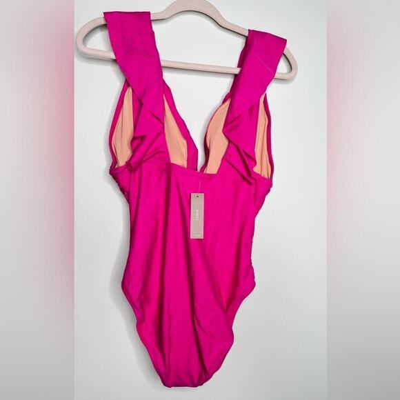 🆕 J Crew Ruffled Pink One-Piece Swimsuit. 14 NWT💥 - Picture 7 of 11